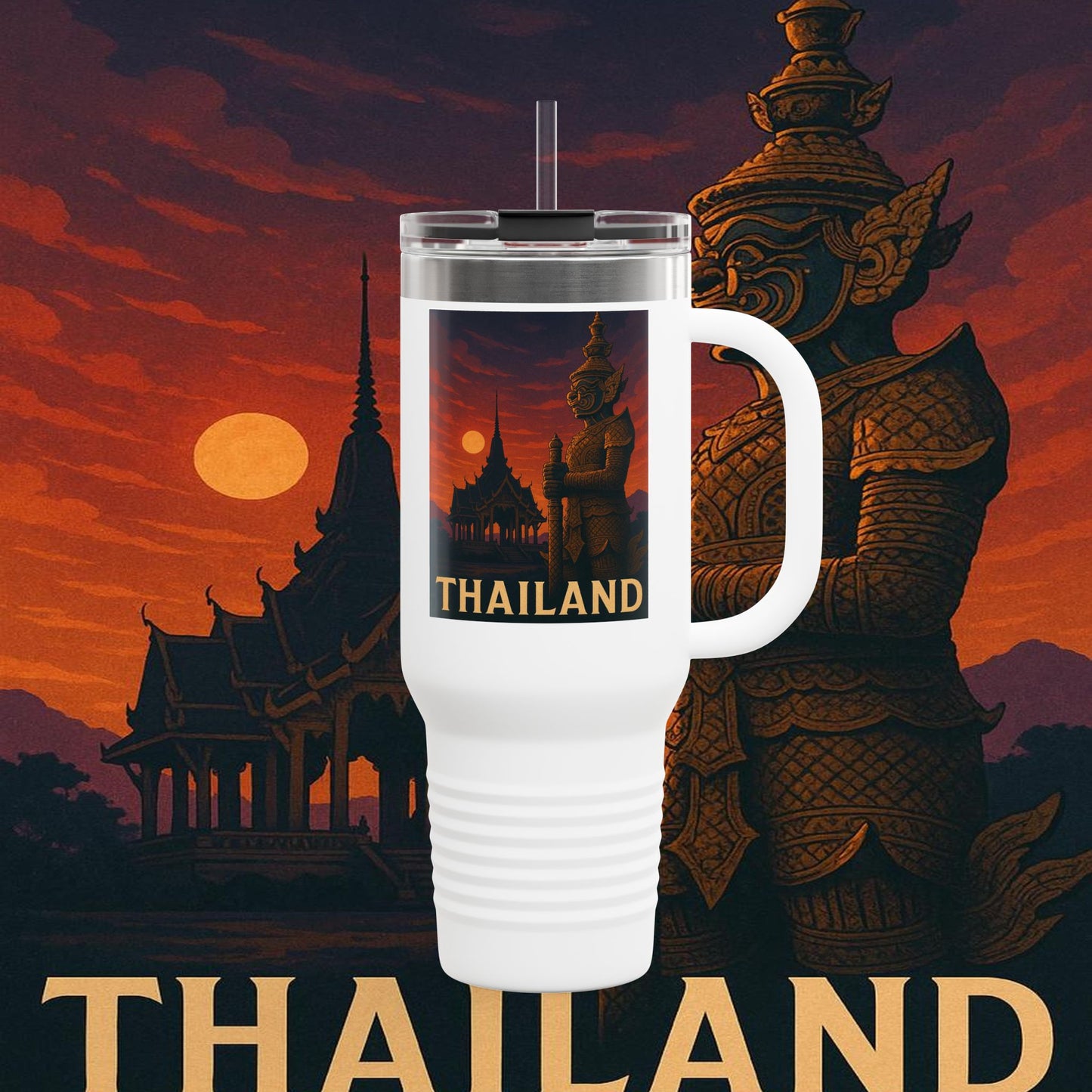 "Thailand Insulated Travel Mug🌴 – The Kingdom of Smiles and Adventure"