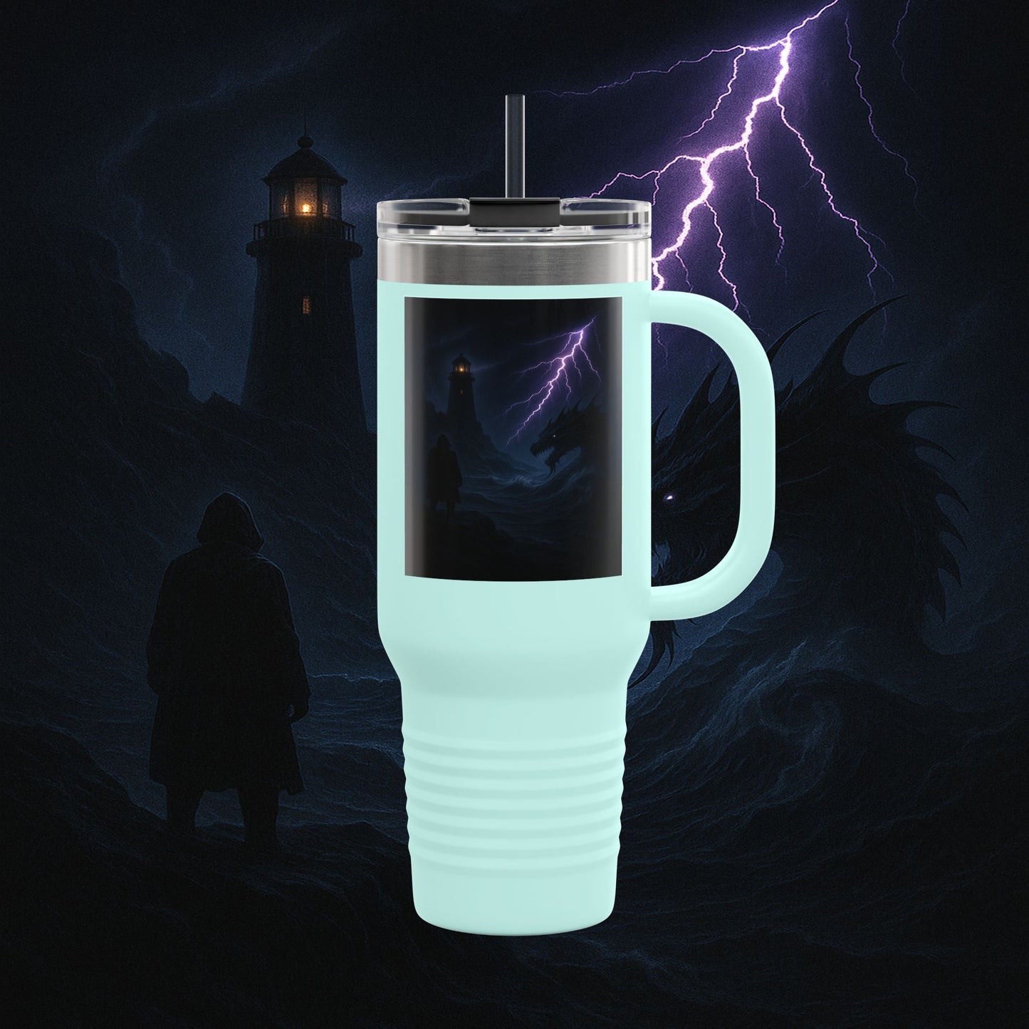 "Taza de viaje aislada🐉 El Despertar del Leviatán"