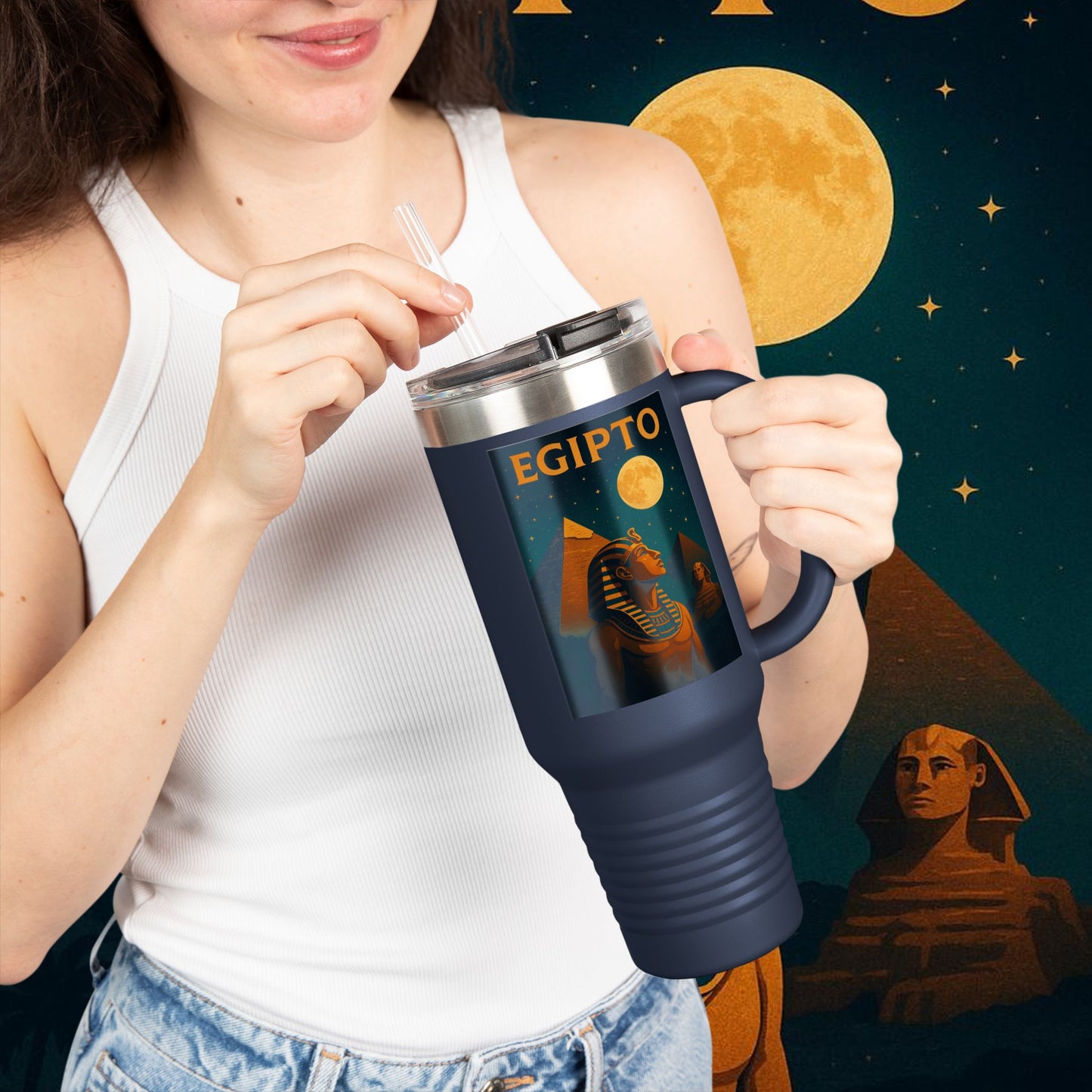 "taza de Viaje Aislada Egipto Misterio Dorado del Nilo 🏺🌅🐫"