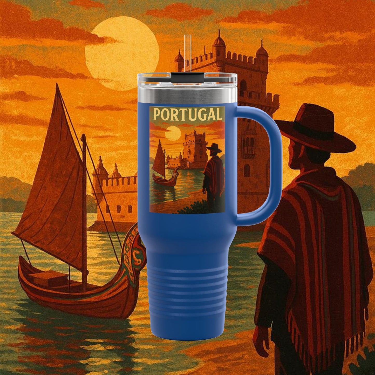 "Portugal Insulated Travel Mug: Atlantic Charm, Fados and Azulejos ๐๐ถ๐งฟ"