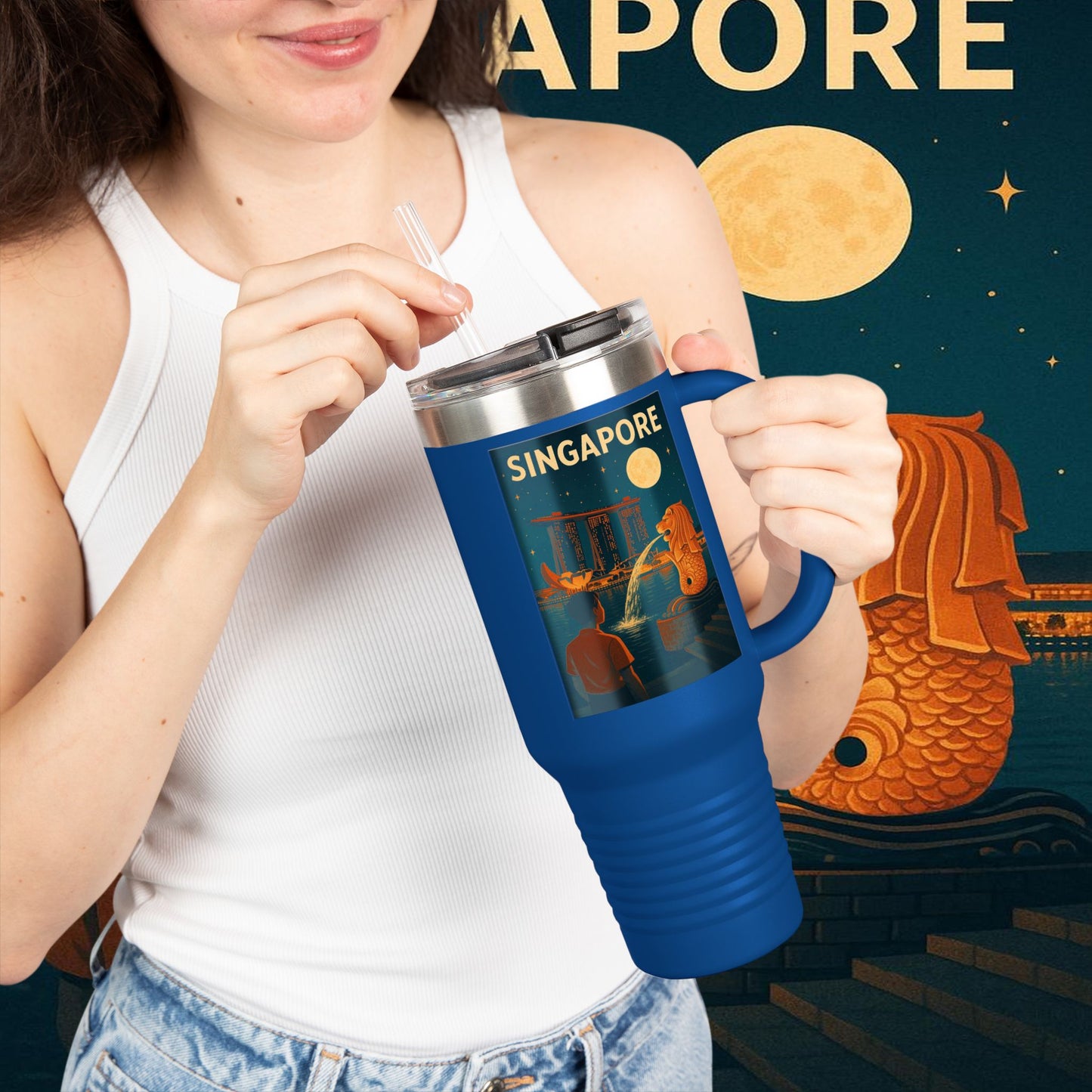 "Singapore Insulated Travel Mug 🌆 – Future, culture, and nature in one place"