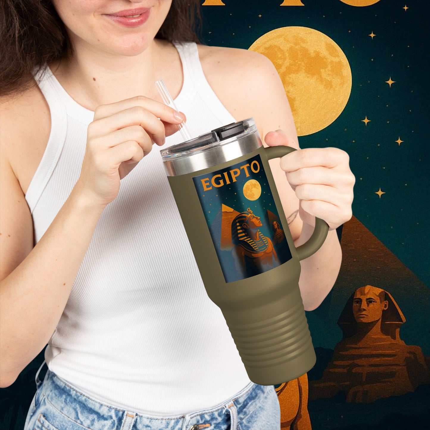 "taza de Viaje Aislada Egipto Misterio Dorado del Nilo 🏺🌅🐫"