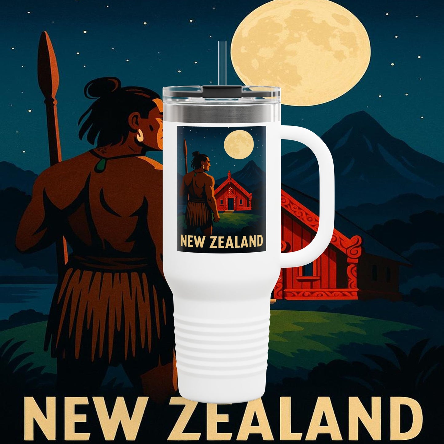 "New Zealand Insulated Travel Mug🏞️ – A paradise of nature and adventure"
