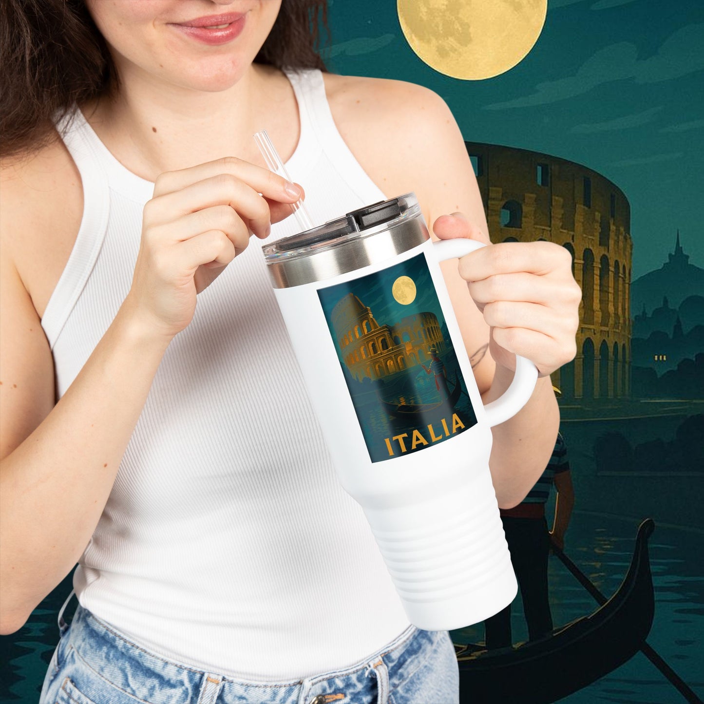 "Italy Insulated Travel Mug: Art, Passion, and Eternal Flavors 🎨🍝🏛️"