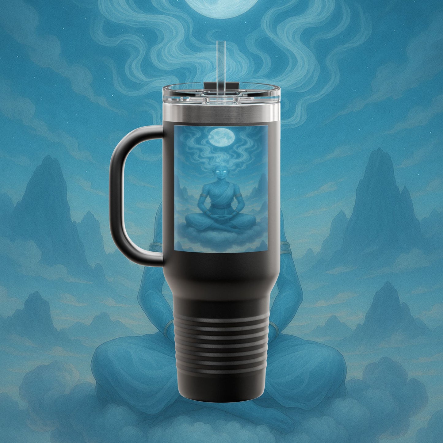 "Taza de viaje aislada Zephala,💨- la Voz del Viento Eterno"