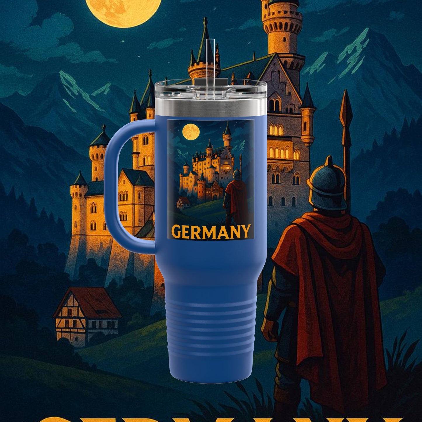 "taza de Viaje Aislada Alemania: Fortaleza, Historia y Tradición 🎖️🏰🍺"