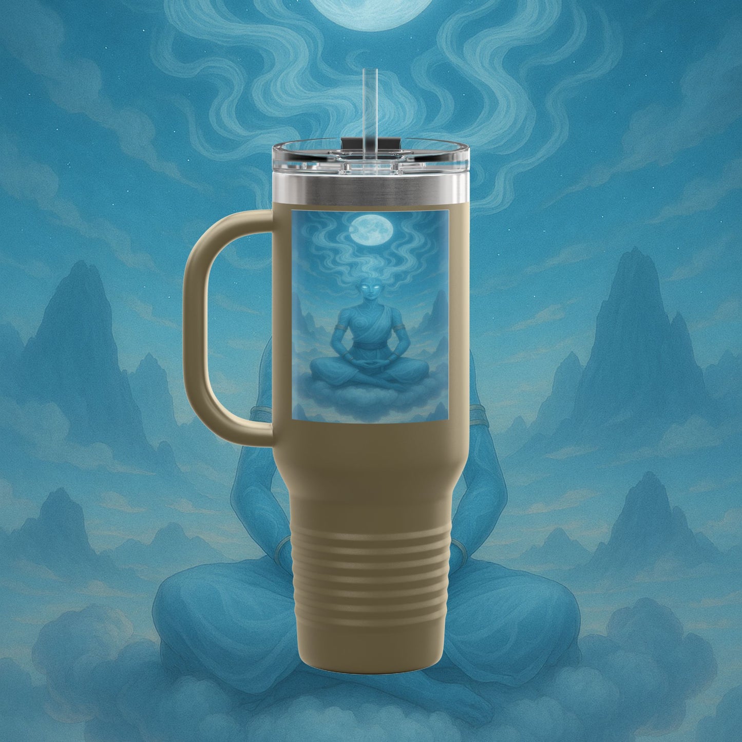 "Taza de viaje aislada Zephala,💨- la Voz del Viento Eterno"