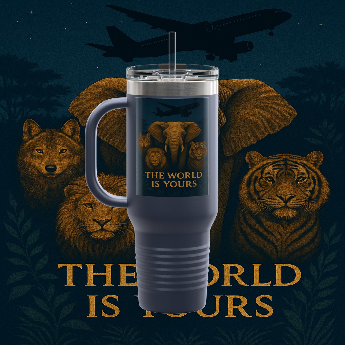 "Taza de viaje aislada El mundo es tuyo"🌍✨
