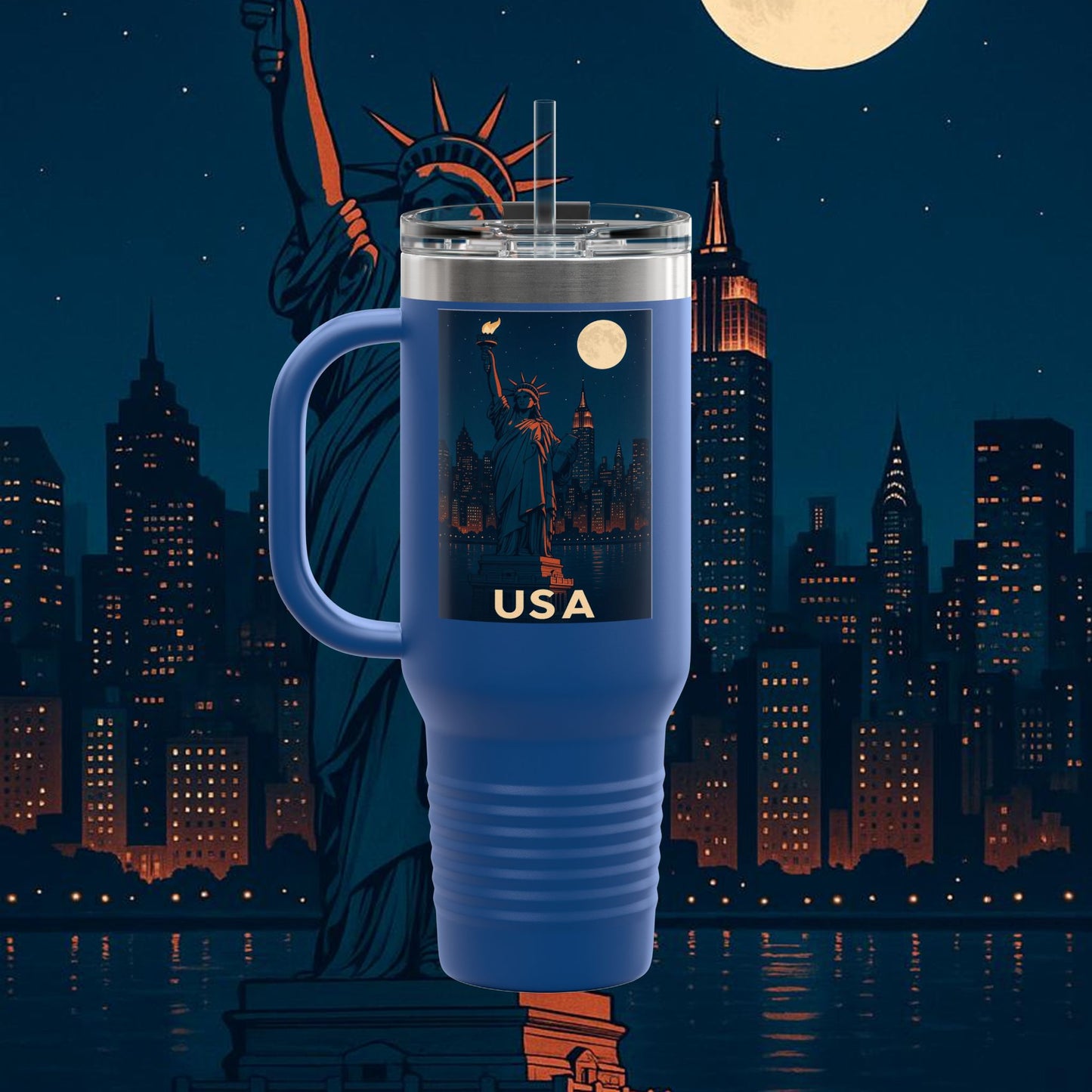 "taza de Viaje Aislada Estados Unidos: Sueños, Libertad y Grandes Horizontes 🗽🏜️🌆"