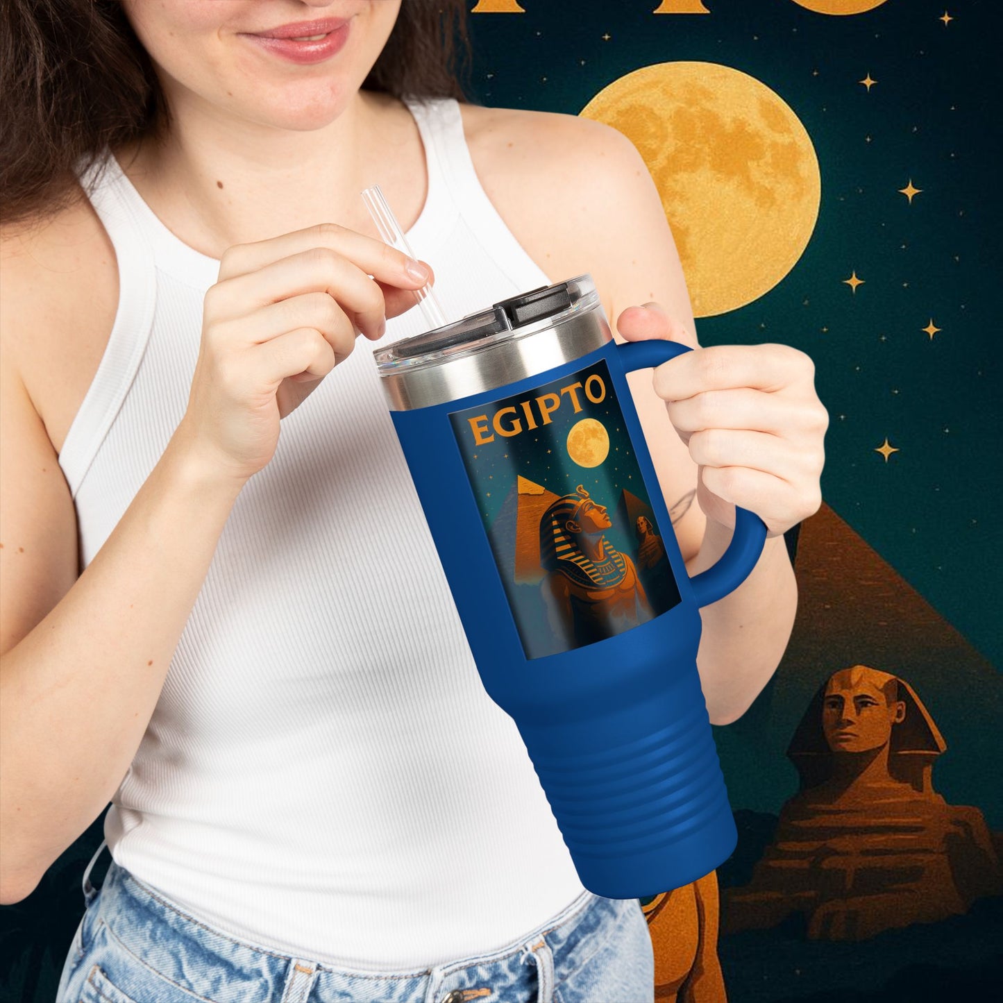 "taza de Viaje Aislada Egipto Misterio Dorado del Nilo 🏺🌅🐫"