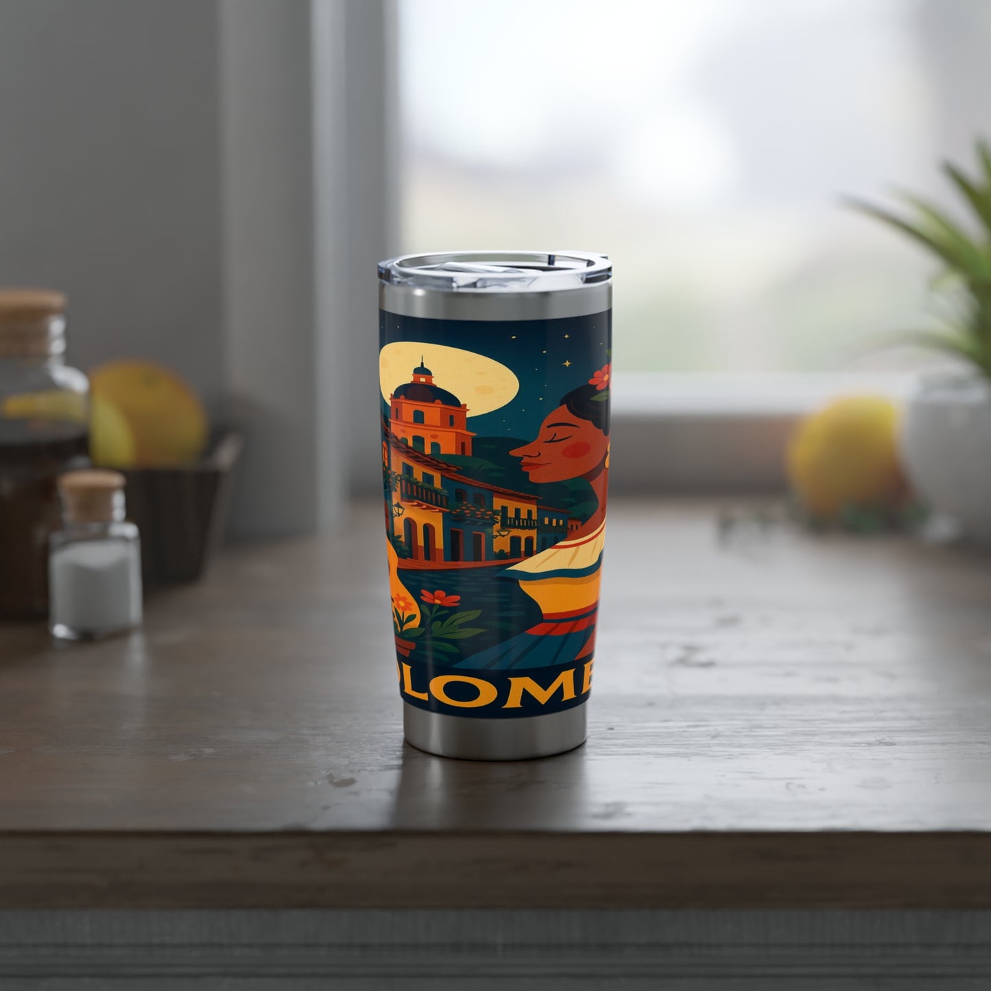 "Vaso Térmico Vagabond 20oz Colombia: Magia de Colores, Café y Tradición ☕🎨🌄"