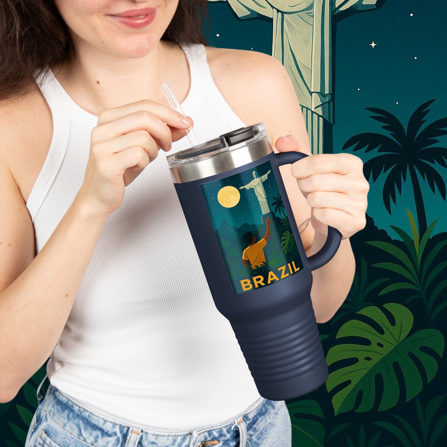 "taza de Viaje Aislada Brasil: Ritmo, Naturaleza y Alegría Infinita 🎶🌴🏖️"