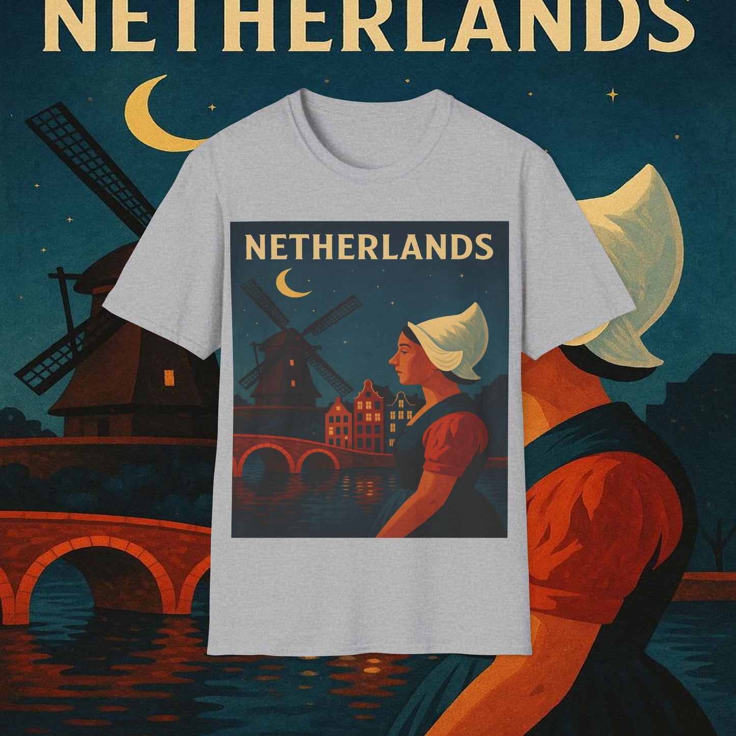 "Camiseta paises bajos✨ – Tierra de tulipanes, molinos y canales mágicos"