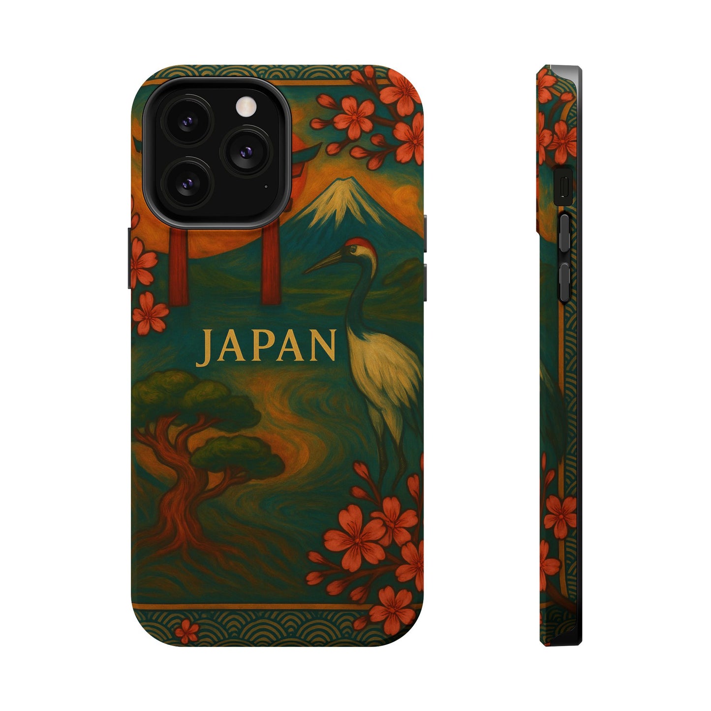 "Funda Magnética Reforzada Japón: Tradición entre Cerezos y Montañas 🌸⛩️🗻"