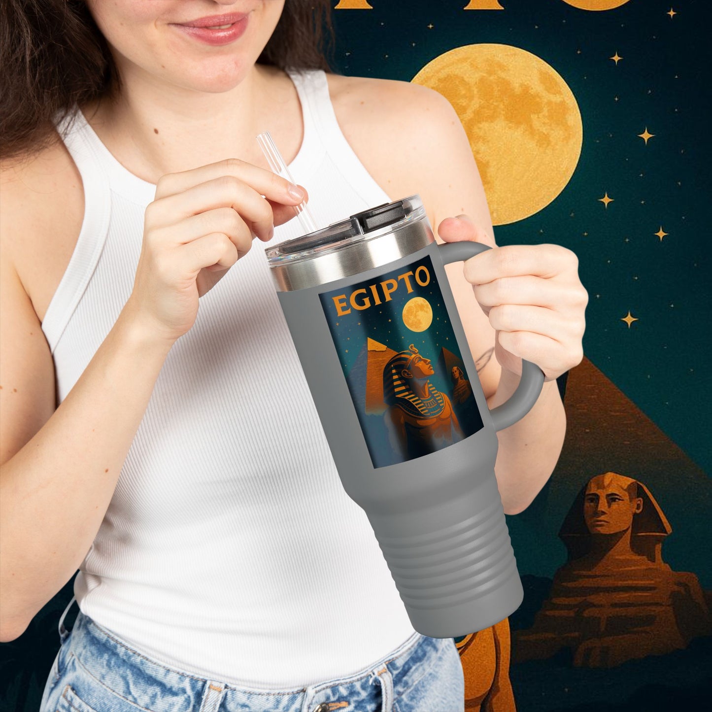 "taza de Viaje Aislada Egipto Misterio Dorado del Nilo 🏺🌅🐫"