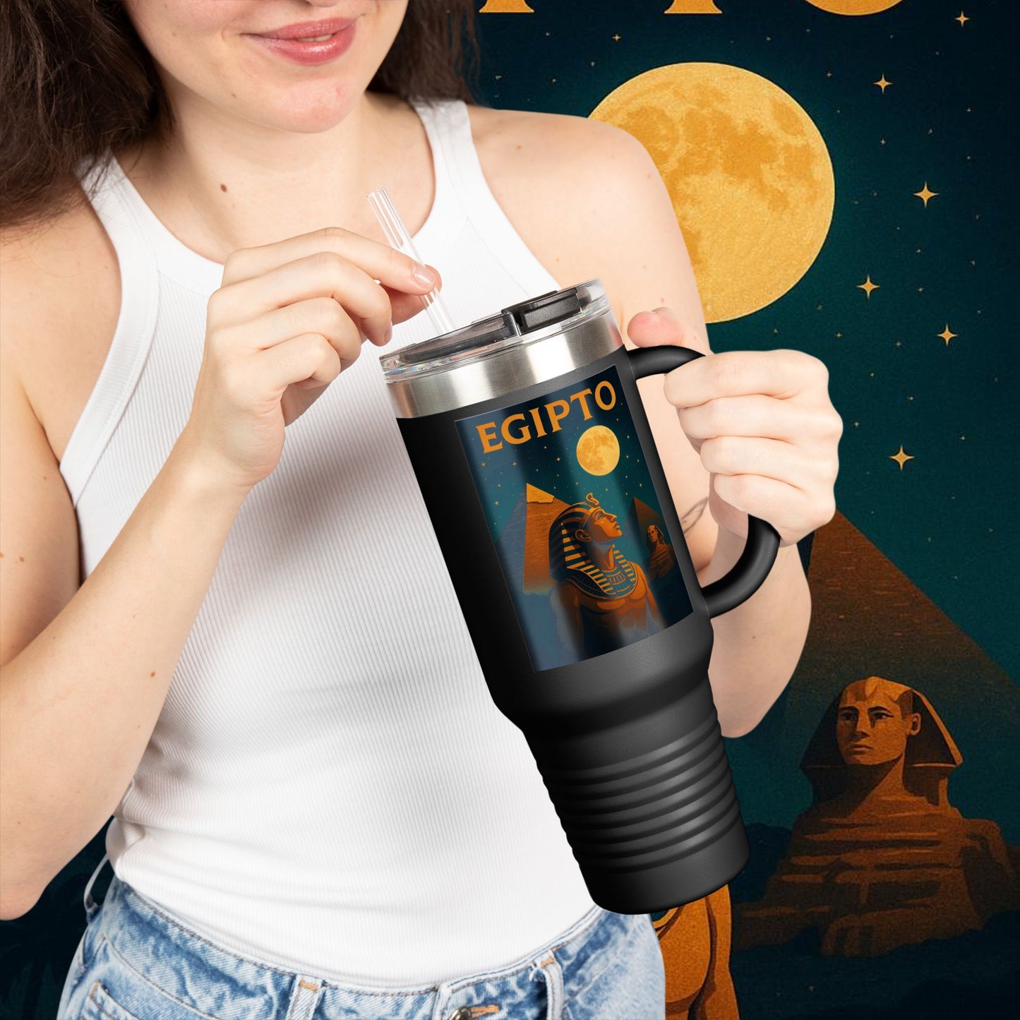 "taza de Viaje Aislada Egipto Misterio Dorado del Nilo 🏺🌅🐫"