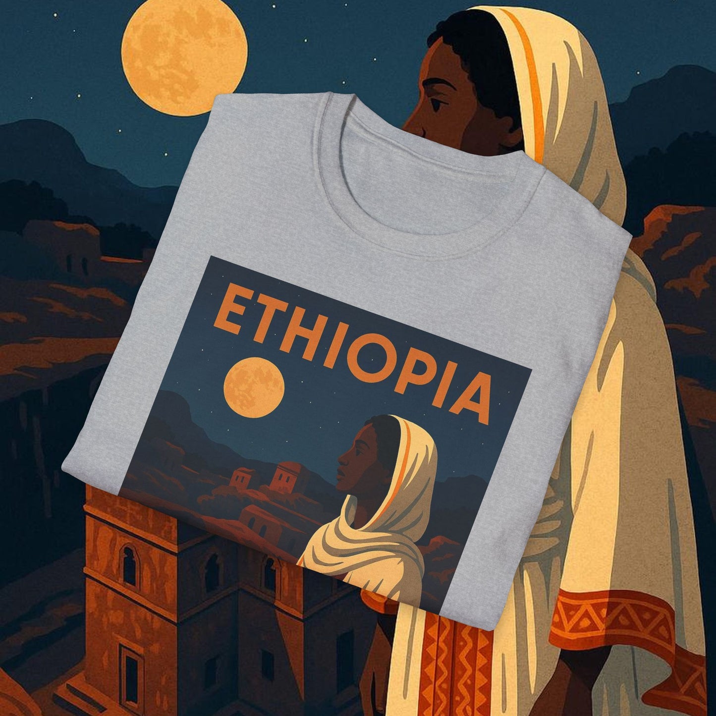 "Camiseta Etiopía Tierra sagrada y alma ancestral"