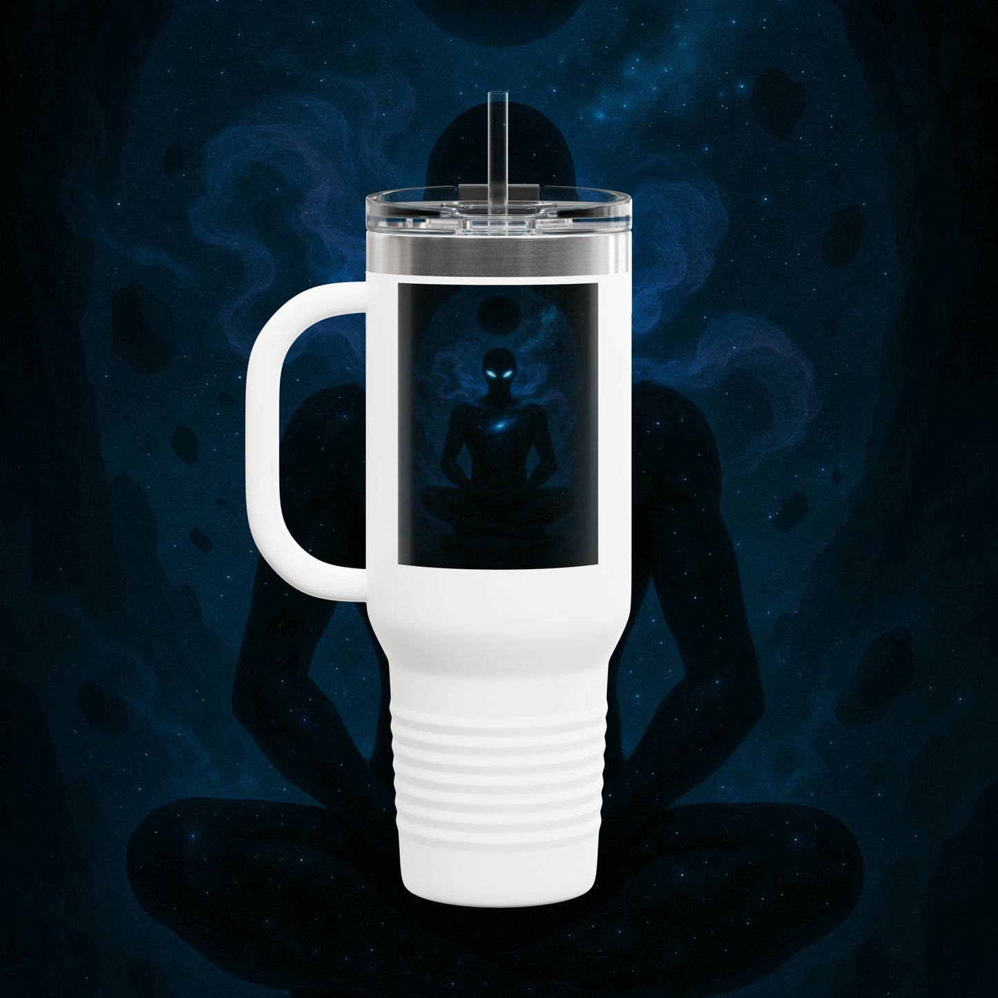 "Taza de viaje aislada 🌌 Nok Tael, el Destello del Vacío"