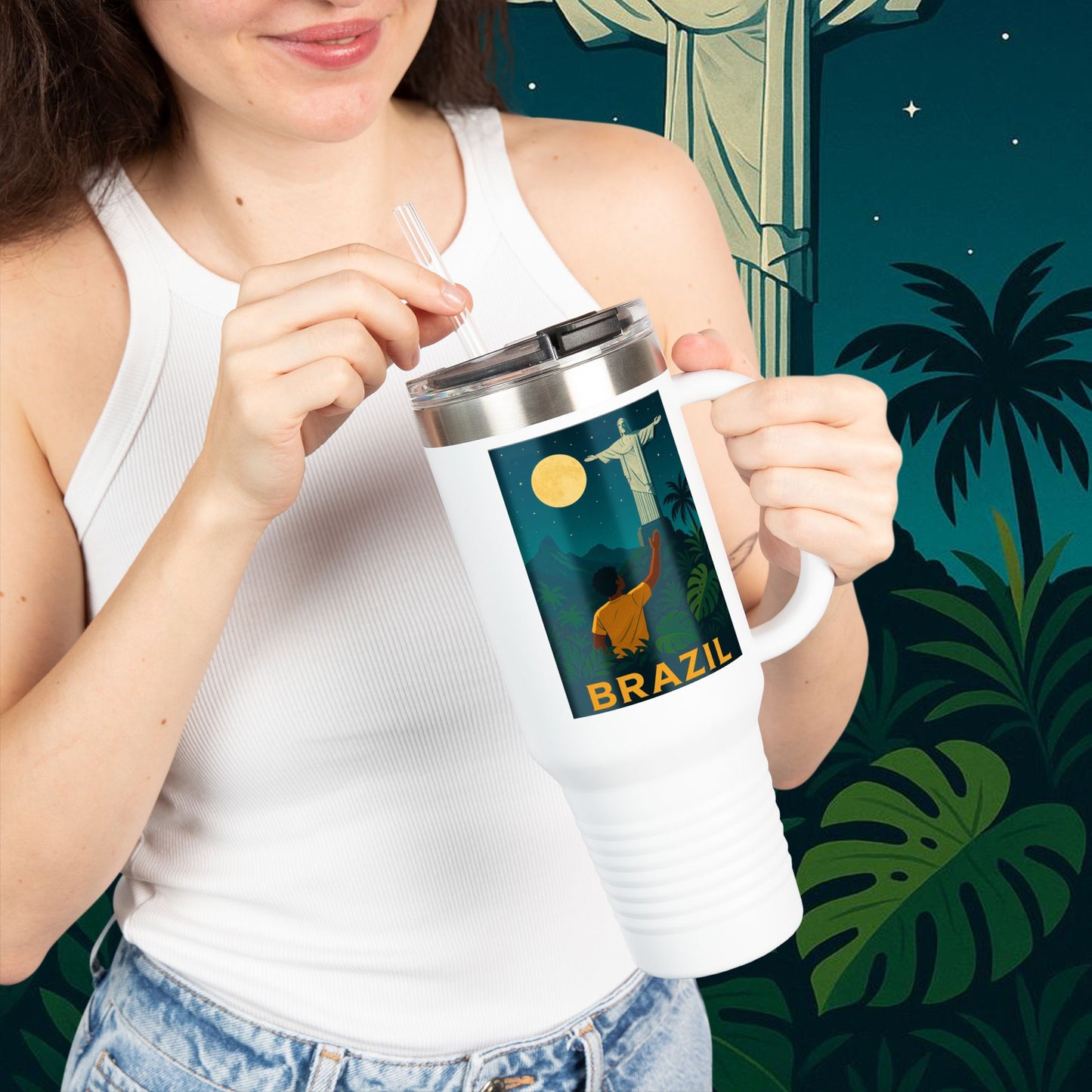 "taza de Viaje Aislada Brasil: Ritmo, Naturaleza y Alegría Infinita 🎶🌴🏖️"