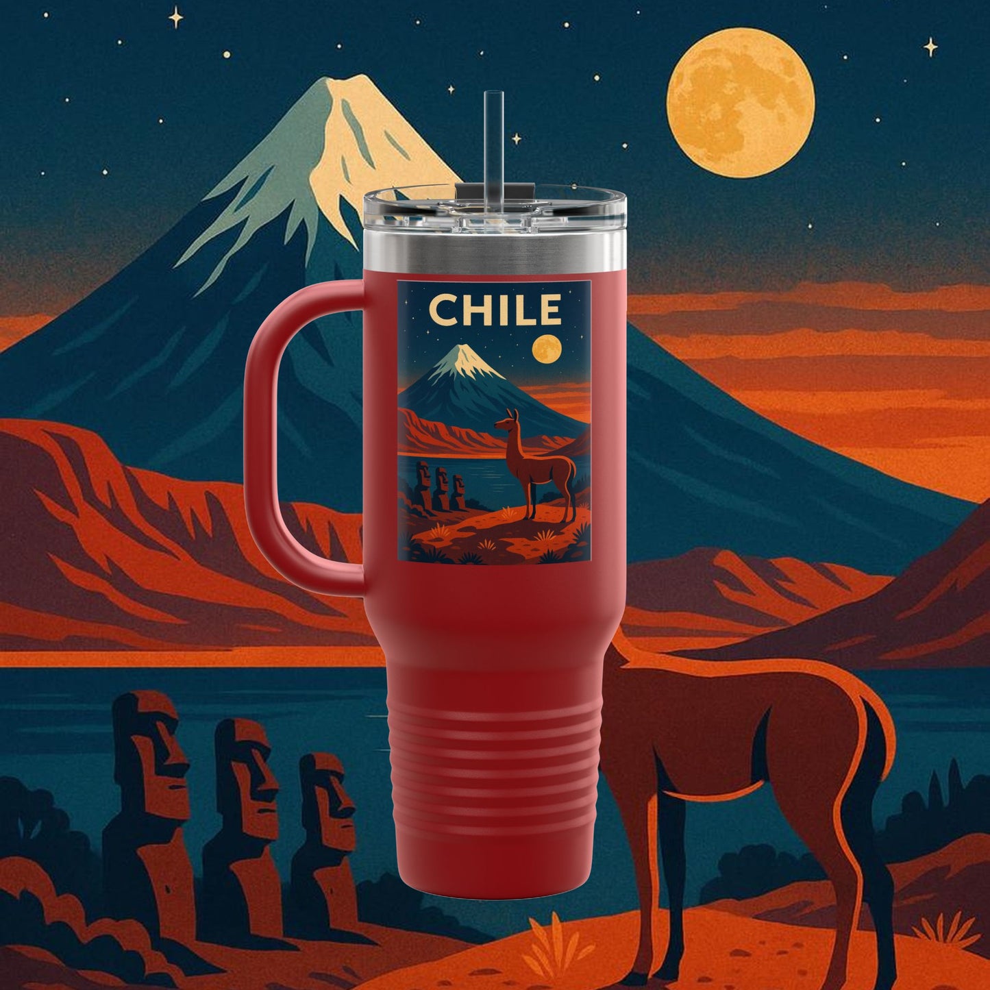 "Chile Insulated Travel Mug: Untamed Nature and Eternal Horizons 🏔️🍇🏜️"
