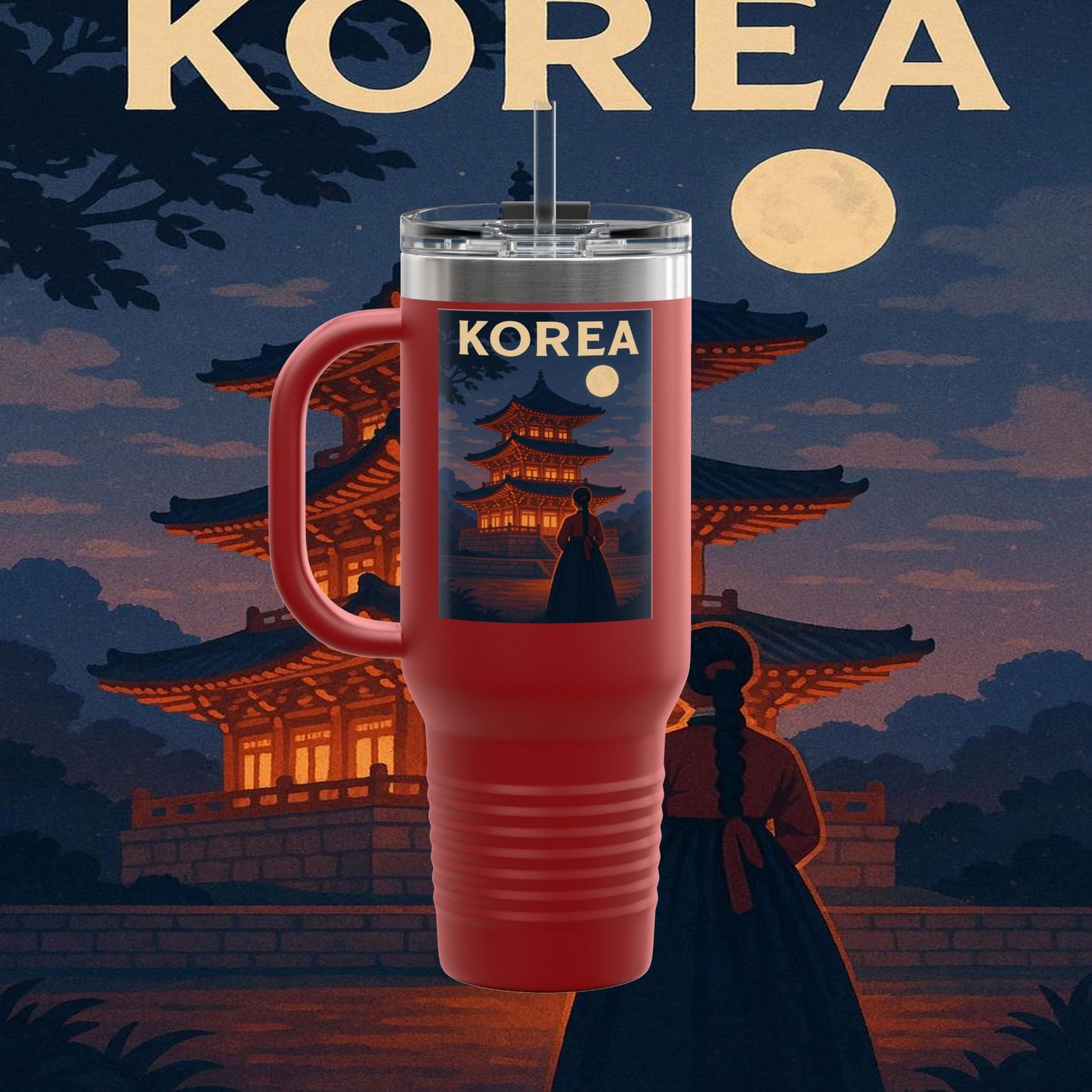 "Korean Insulated Travel Mug 🌸 – Ancient tradition and vibrant modernity"
