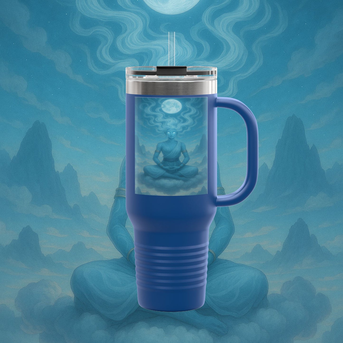 "Taza de viaje aislada Zephala,💨- la Voz del Viento Eterno"