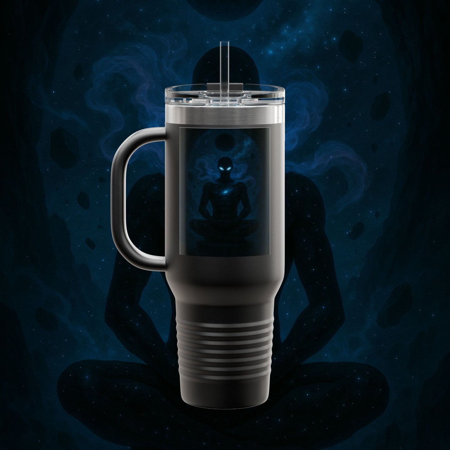 "Taza de viaje aislada 🌌 Nok Tael, el Destello del Vacío"