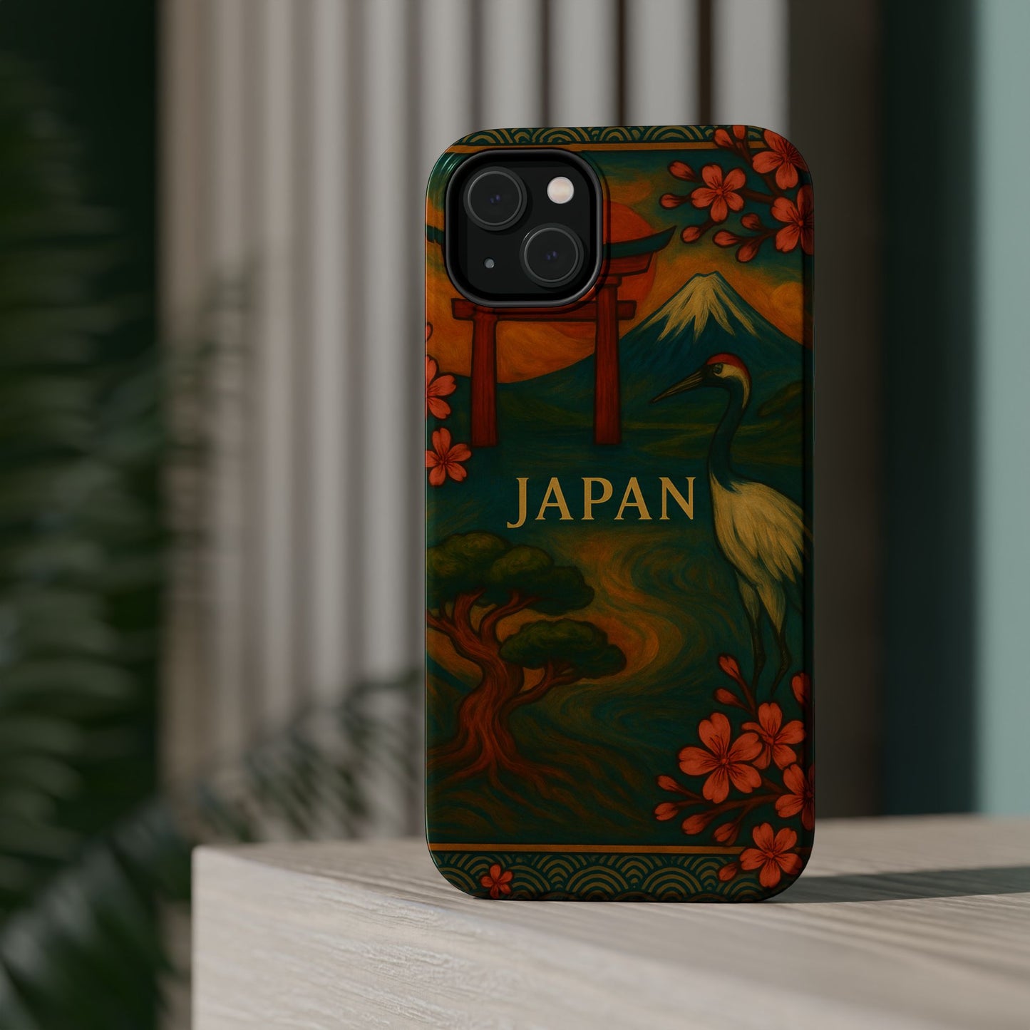 "Funda Magnética Reforzada Japón: Tradición entre Cerezos y Montañas 🌸⛩️🗻"