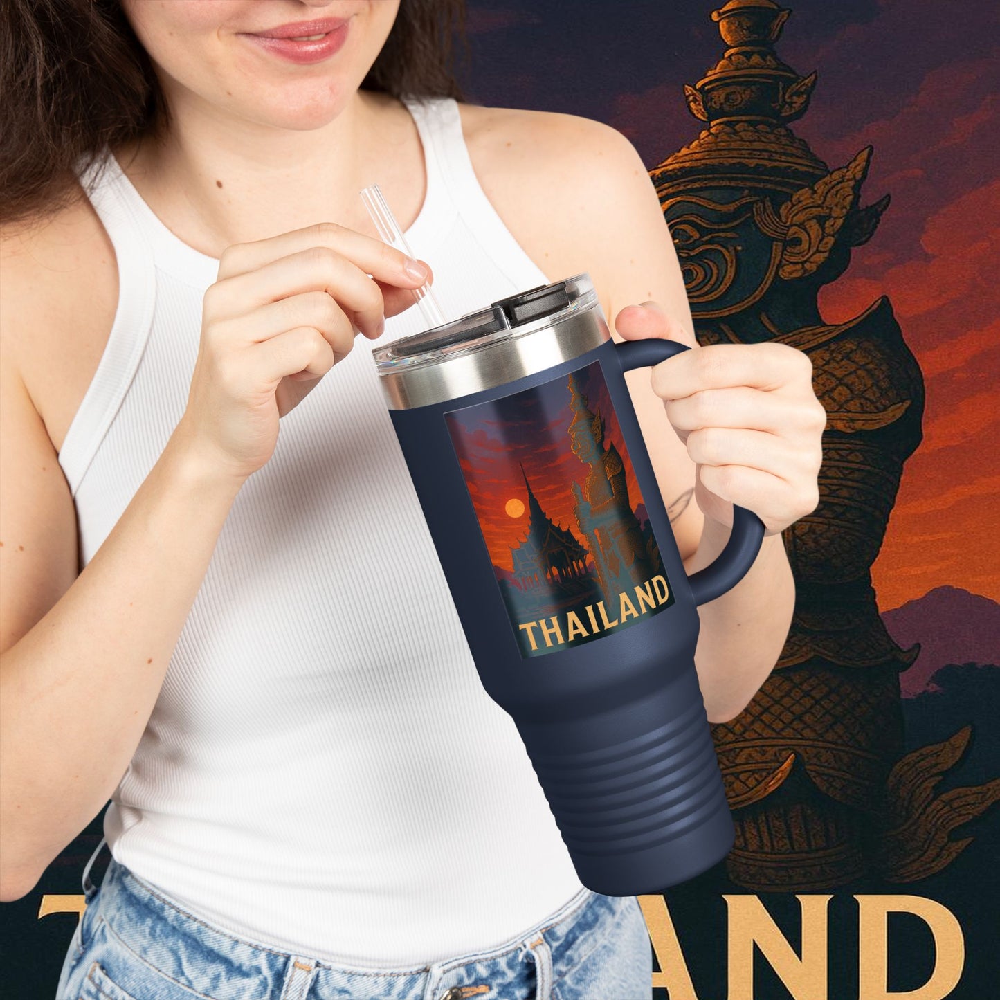 "Thailand Insulated Travel Mug🌴 – The Kingdom of Smiles and Adventure"