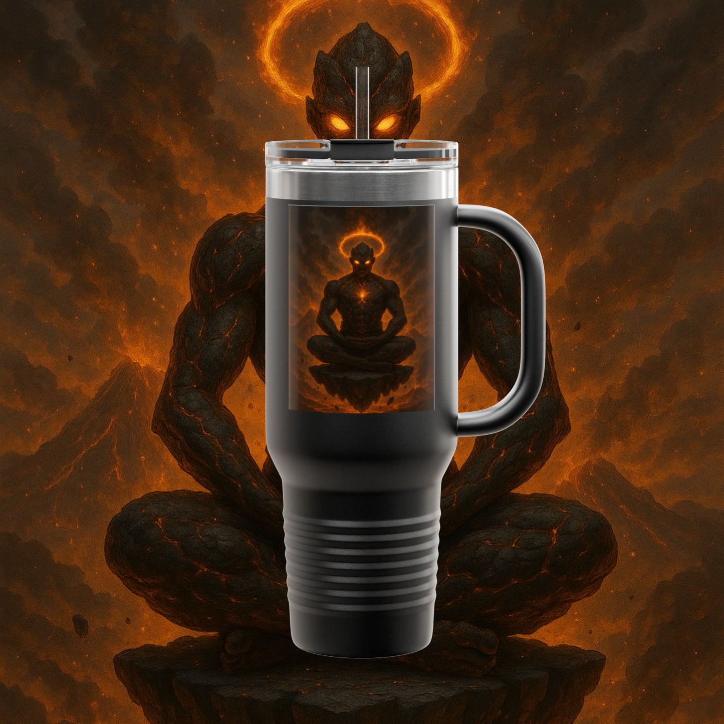 "Taza de viaje aislada Ignarh –🔥el Guardián del Silencio"