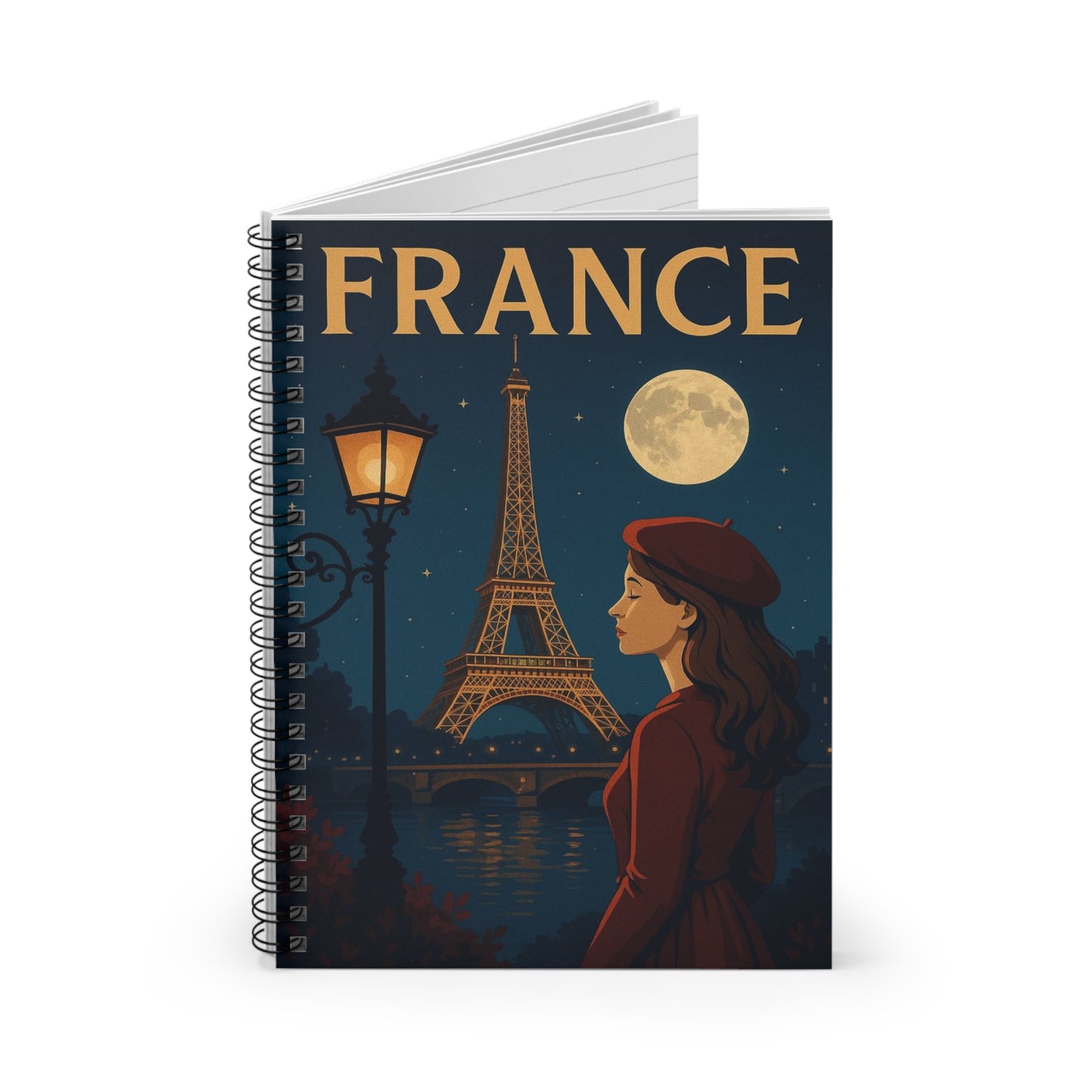 "libreta Francia: Romance bajo la Luna 🌙🗼✨"
