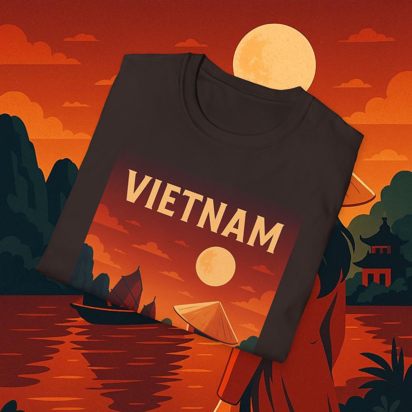 "Camiseta Vietnam: Tradición, Naturaleza y Leyendas Ancestrales 🎋🏯🐉"