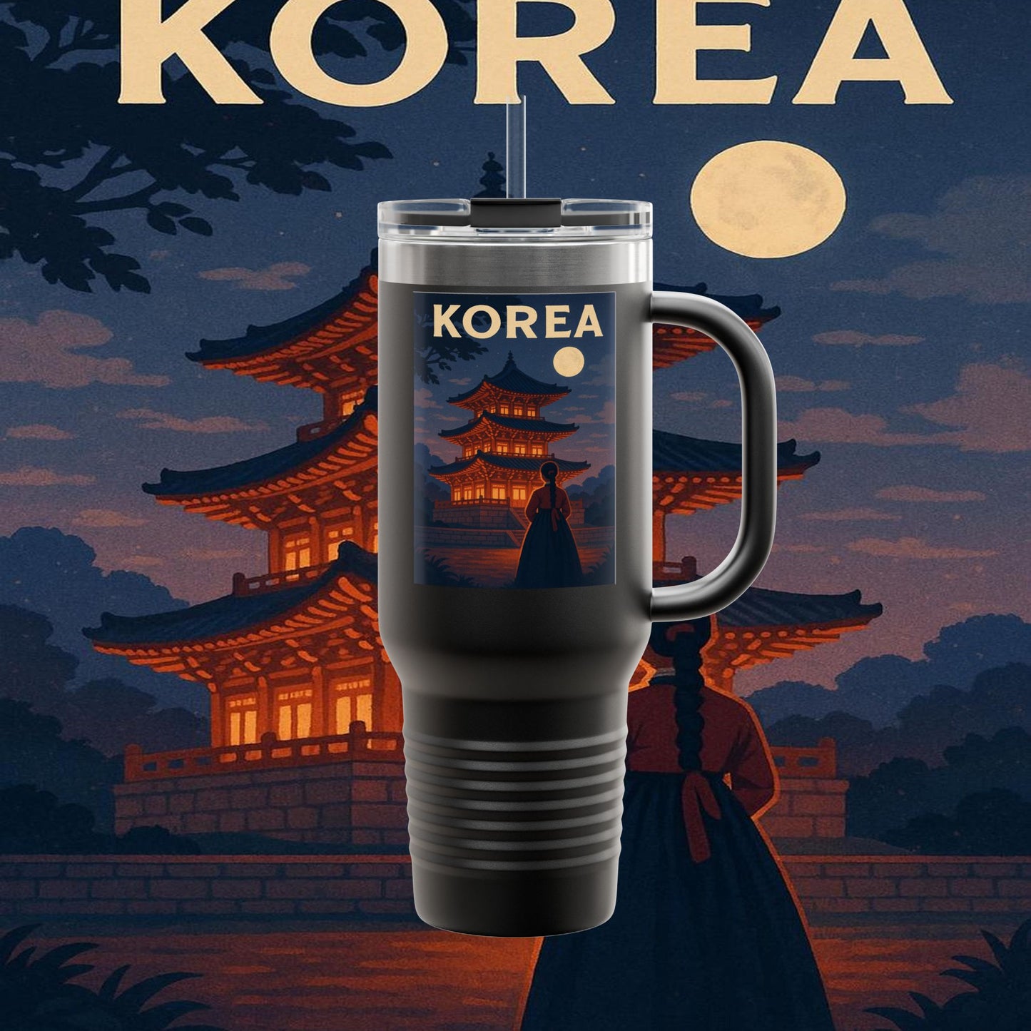 "Korean Insulated Travel Mug 🌸 – Ancient tradition and vibrant modernity"