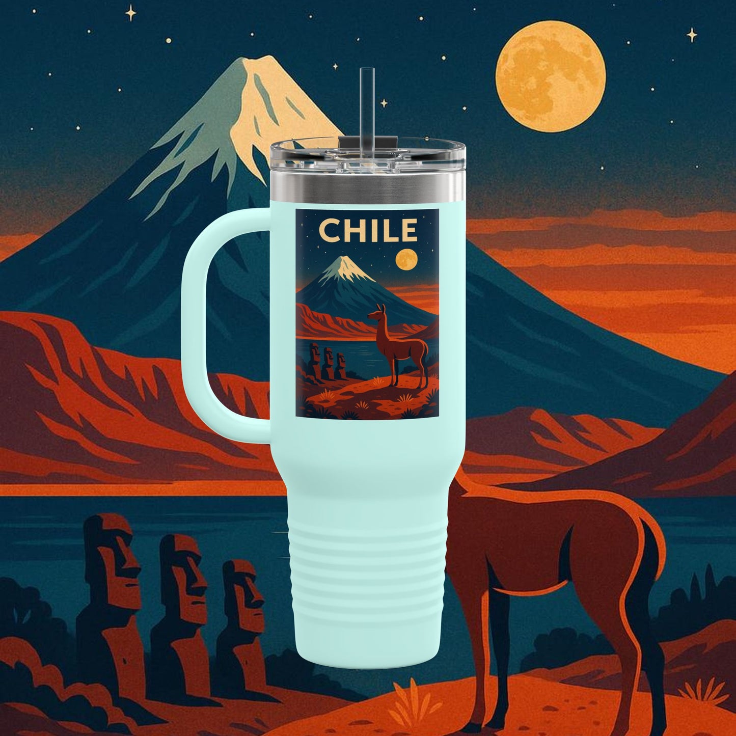 "Chile Insulated Travel Mug: Untamed Nature and Eternal Horizons 🏔️🍇🏜️"