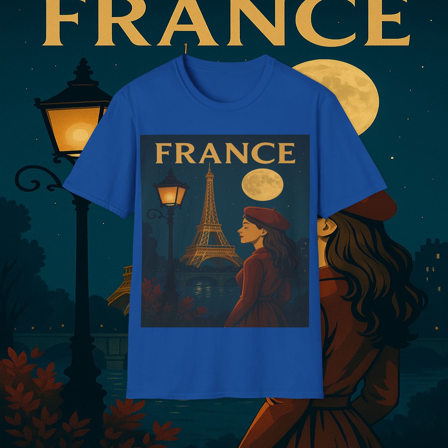 "Camiseta Francia: Romance bajo la Luna 🌙🗼✨"