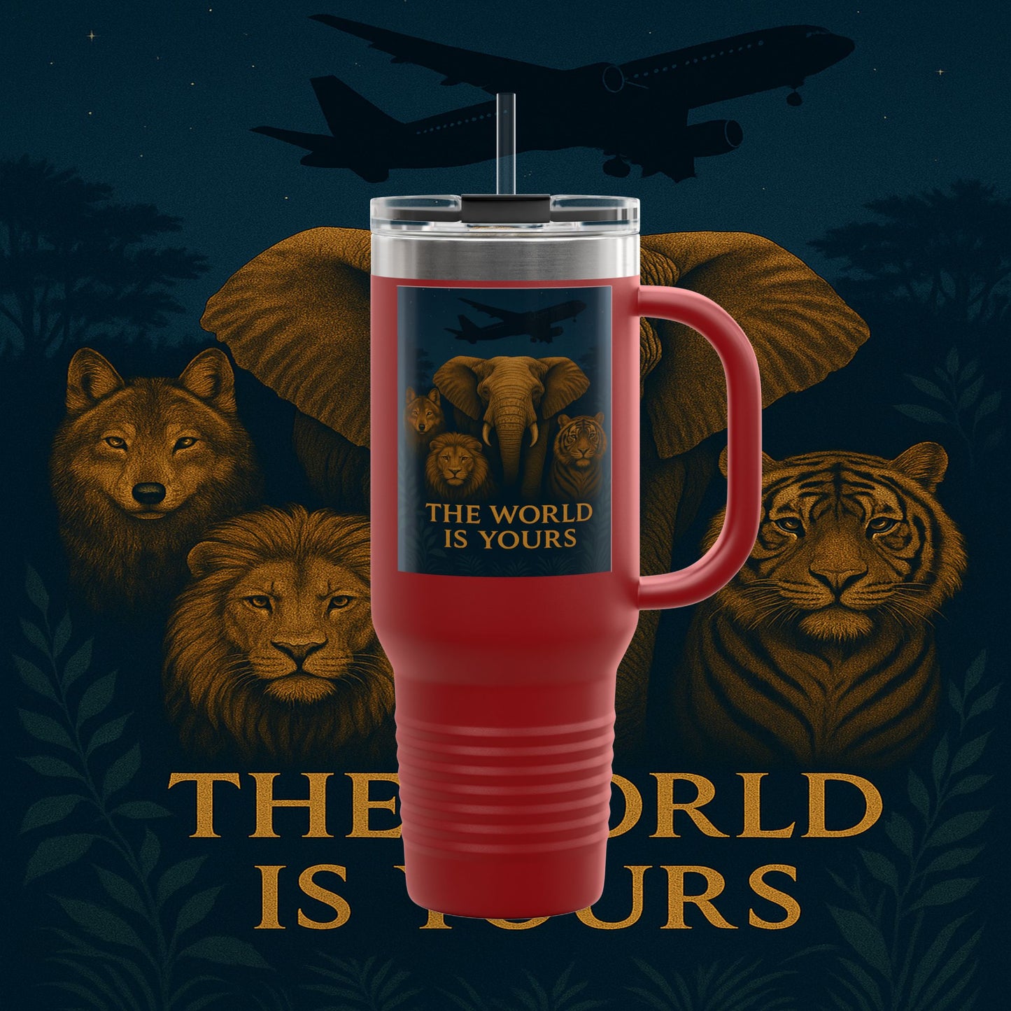 "Taza de viaje aislada El mundo es tuyo"🌍✨