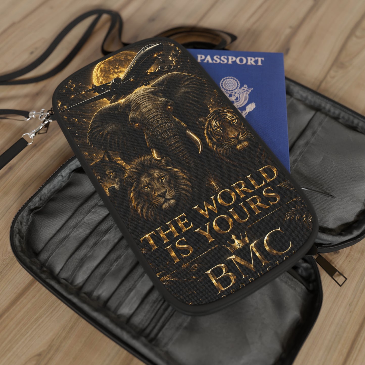 🌍✨ "El mundo es tuyo" – Cartera para pasaporte 🐘🦁✈️