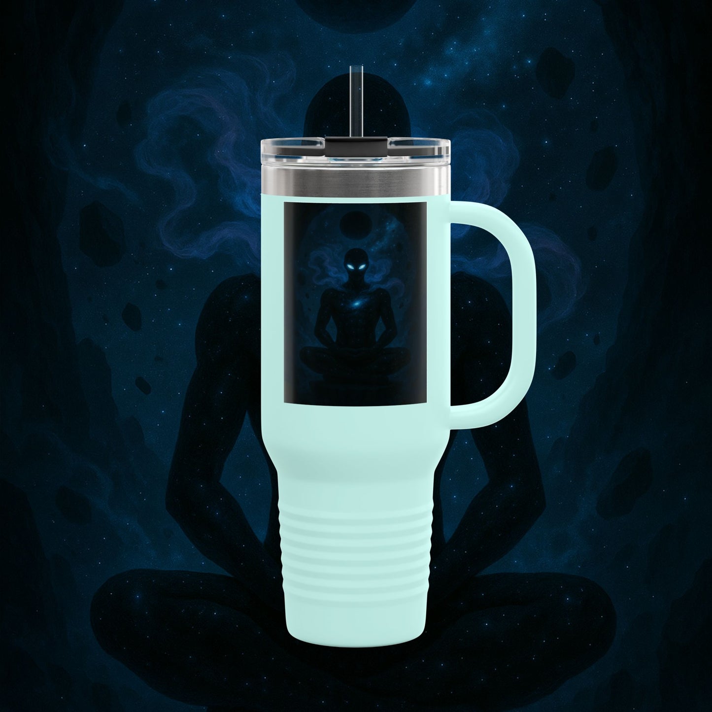 "Taza de viaje aislada 🌌 Nok Tael, el Destello del Vacío"