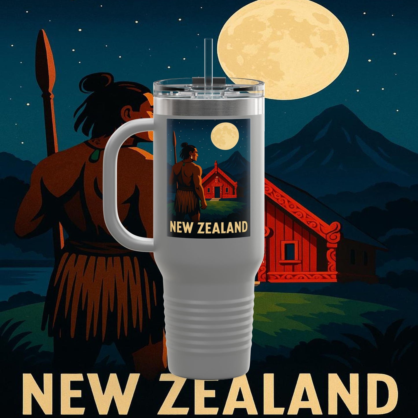 "New Zealand Insulated Travel Mug🏞️ – A paradise of nature and adventure"