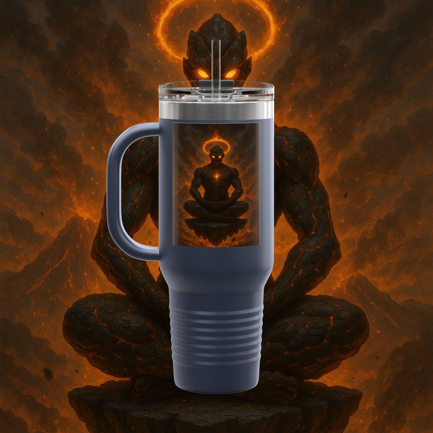 "Taza de viaje aislada Ignarh –🔥el Guardián del Silencio"