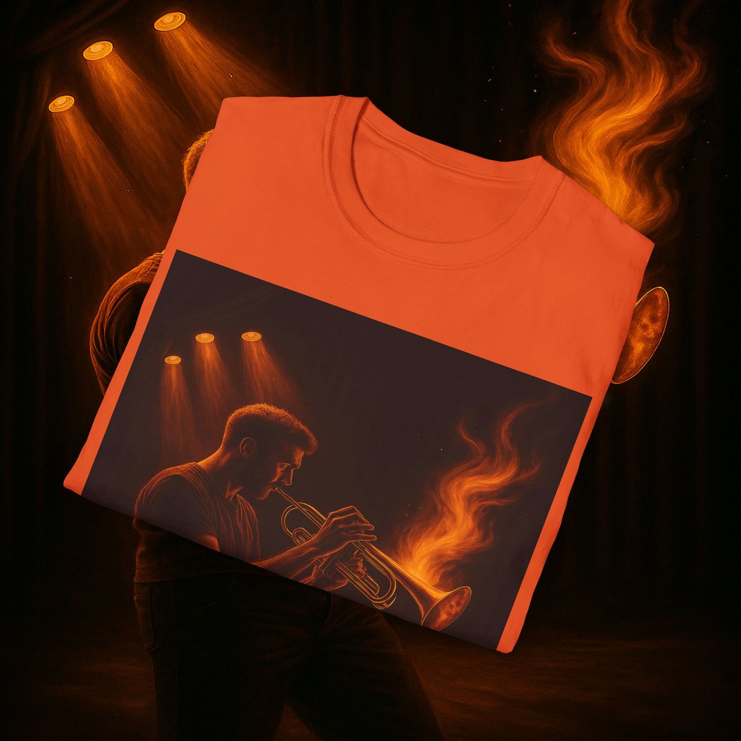 "Camiseta trompeta 🎺🔥Donde hay fuego, hay música.”