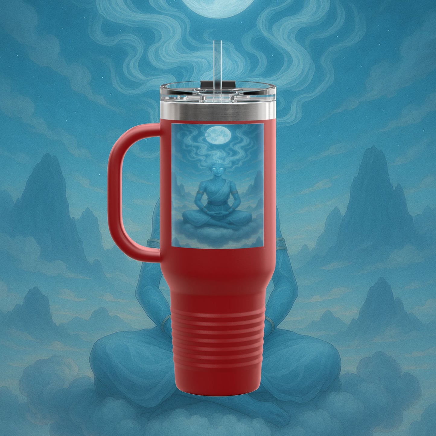 "Taza de viaje aislada Zephala,💨- la Voz del Viento Eterno"
