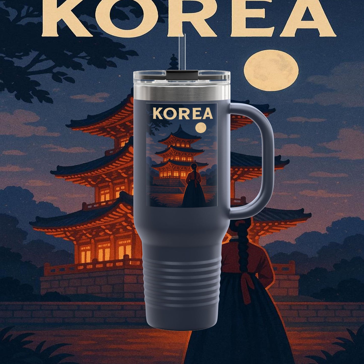 "Korean Insulated Travel Mug 🌸 – Ancient tradition and vibrant modernity"