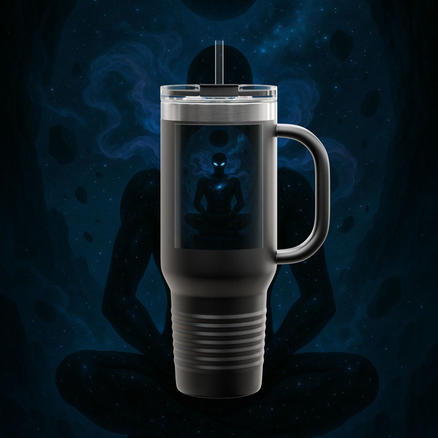 "Taza de viaje aislada 🌌 Nok Tael, el Destello del Vacío"