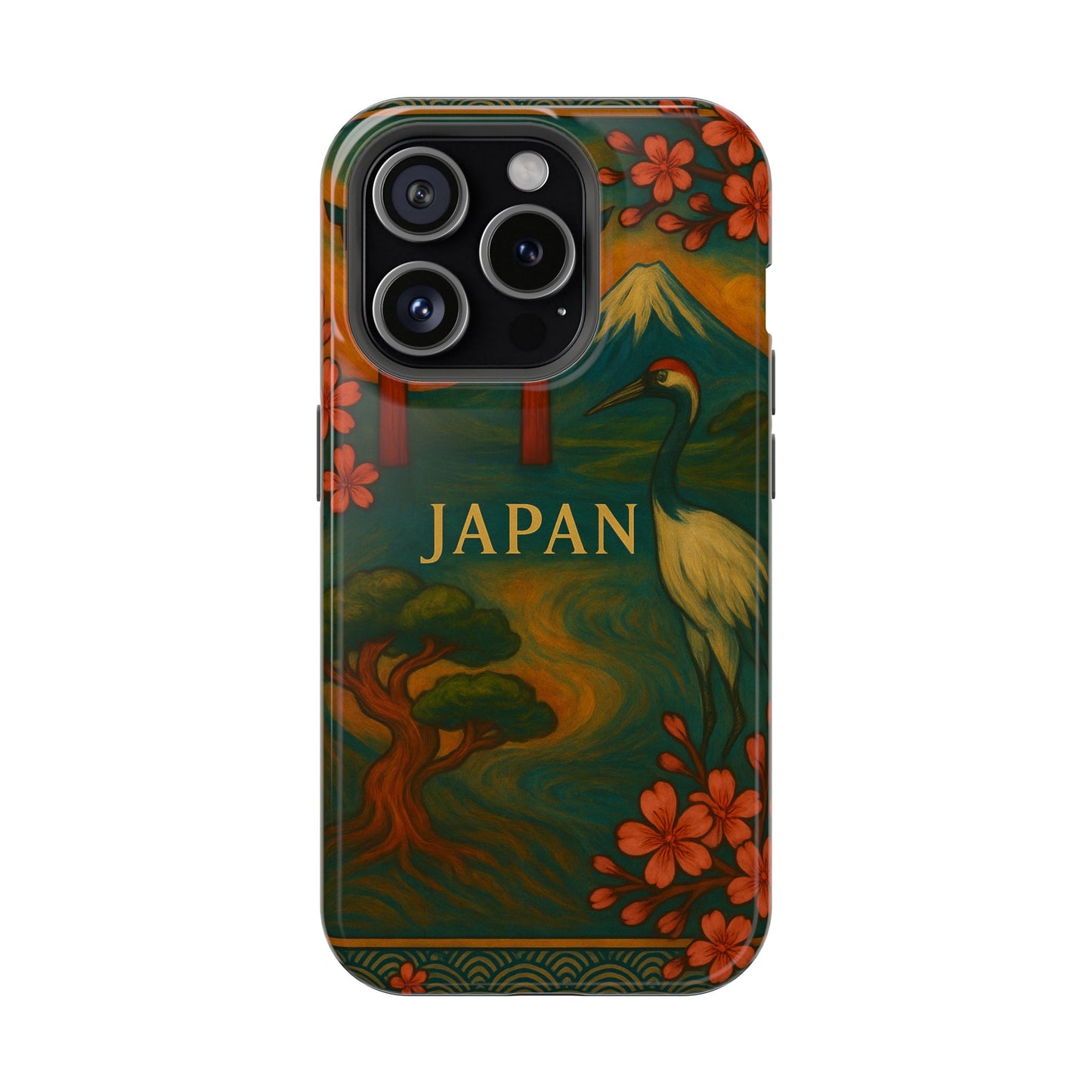 "Funda Magnética Reforzada Japón: Tradición entre Cerezos y Montañas 🌸⛩️🗻"