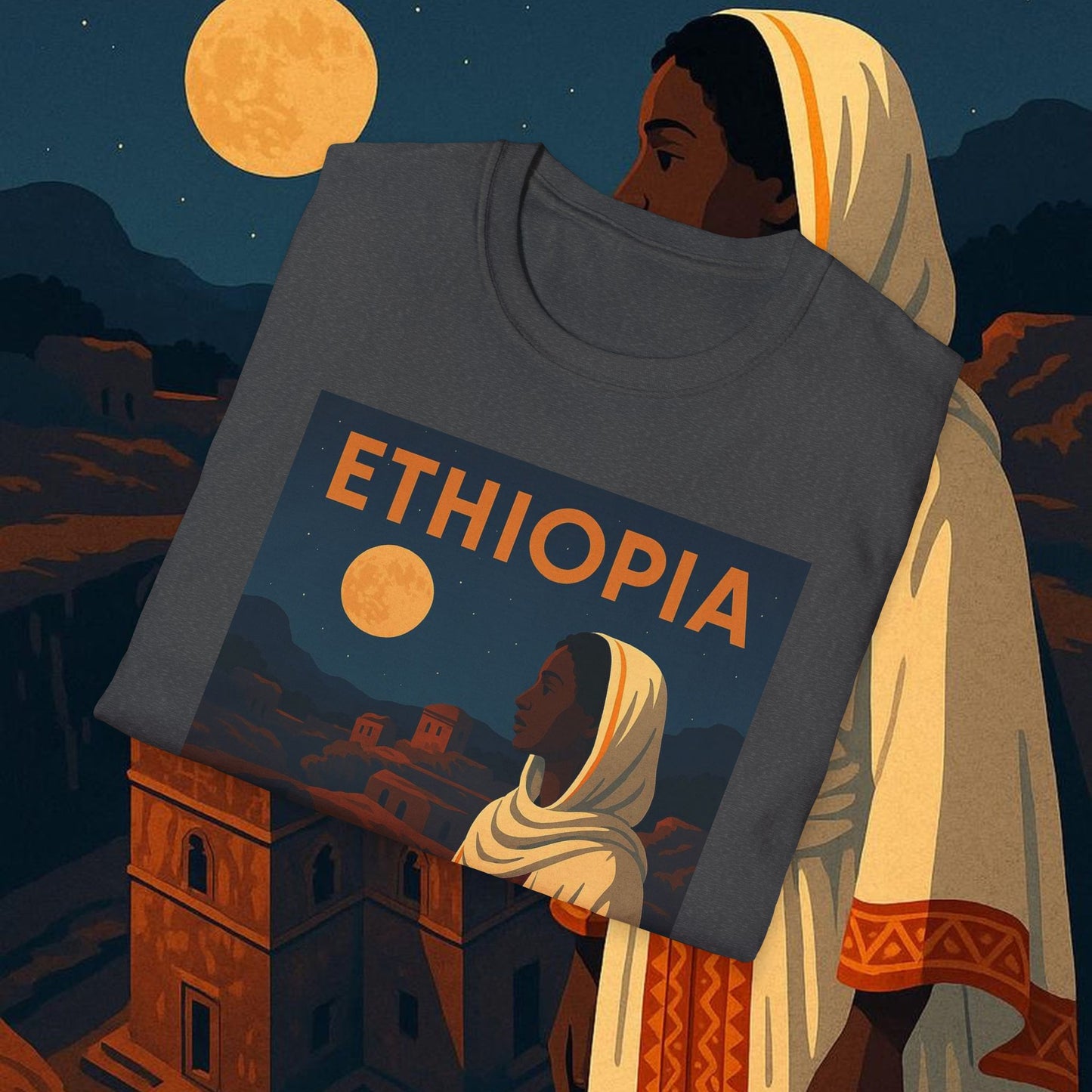 "Camiseta Etiopía Tierra sagrada y alma ancestral"