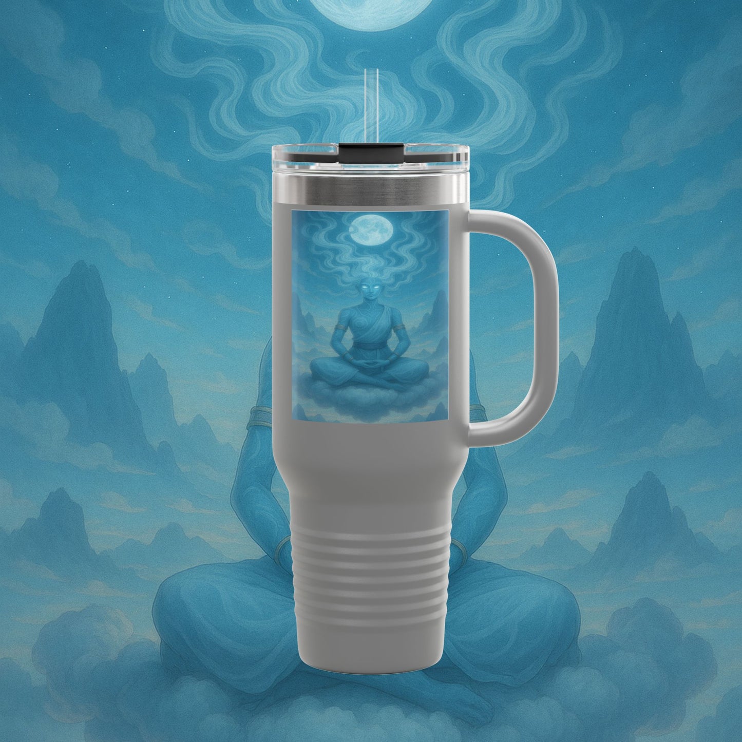 "Taza de viaje aislada Zephala,💨- la Voz del Viento Eterno"
