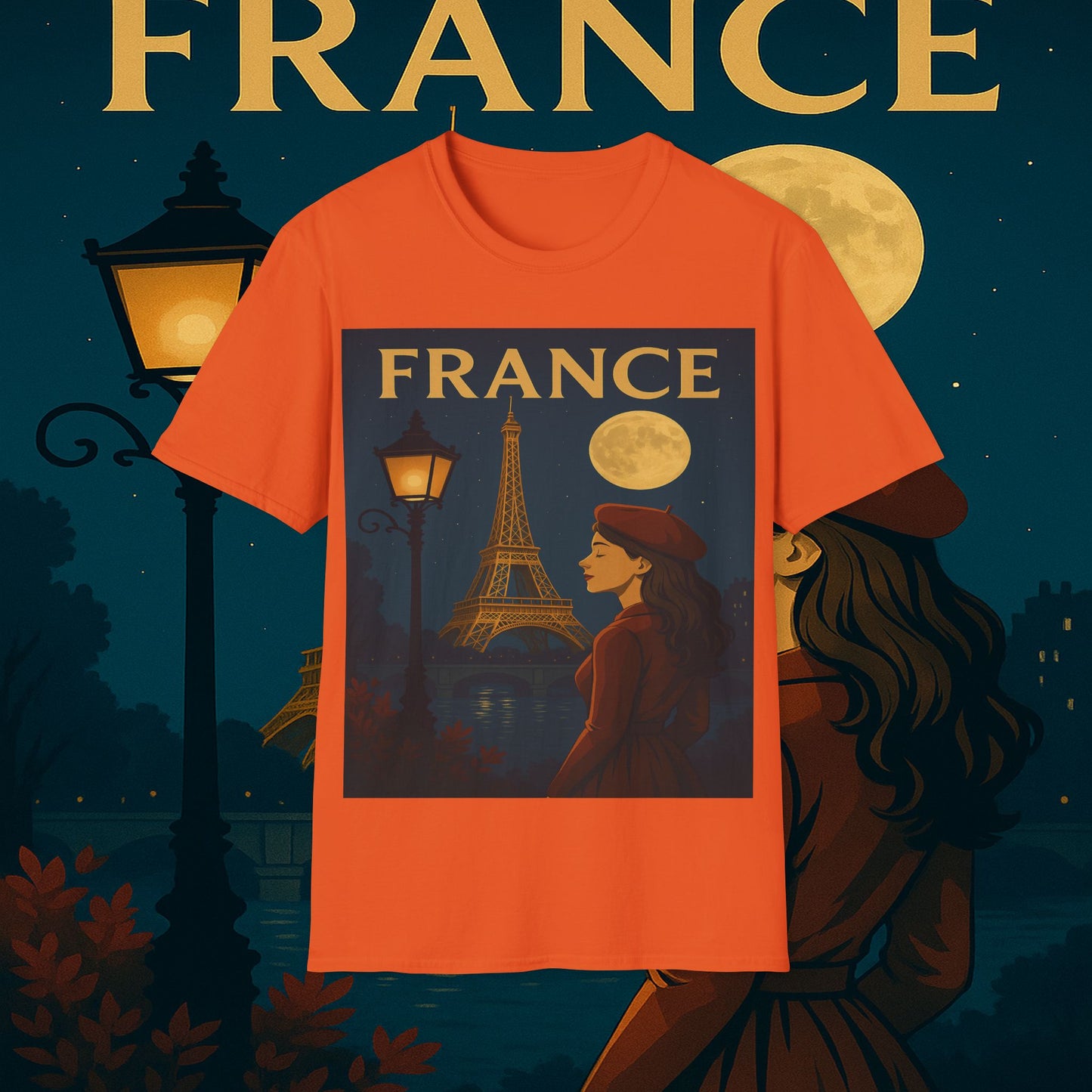 "Camiseta Francia: Romance bajo la Luna 🌙🗼✨"