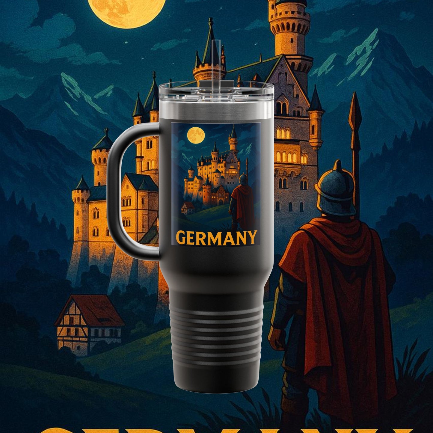"taza de Viaje Aislada Alemania: Fortaleza, Historia y Tradición 🎖️🏰🍺"