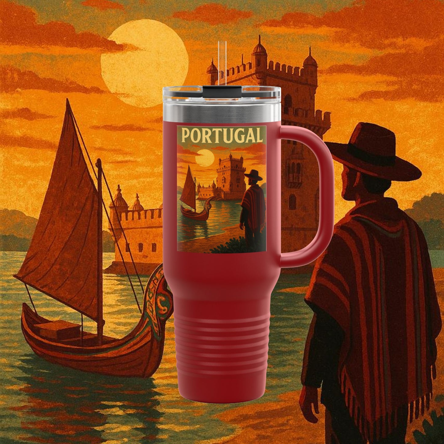 "Portugal Insulated Travel Mug: Atlantic Charm, Fados and Azulejos ๐๐ถ๐งฟ"
